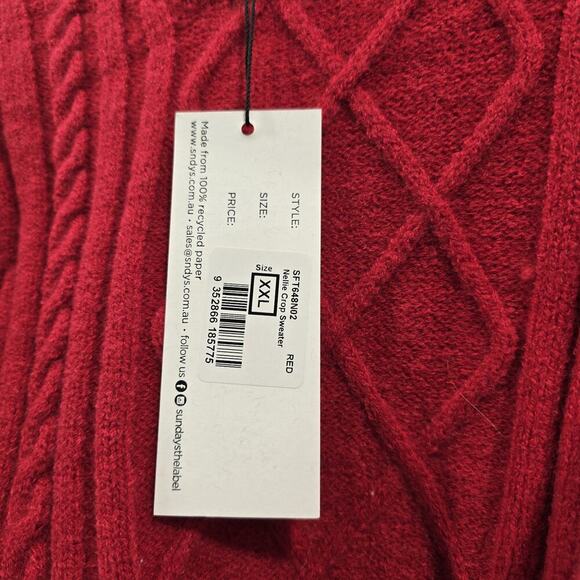 SNDYS Sweater Womens XXL 2X Red Jumper Wide Balloon Oversized Revolve - Picture 10 of 12